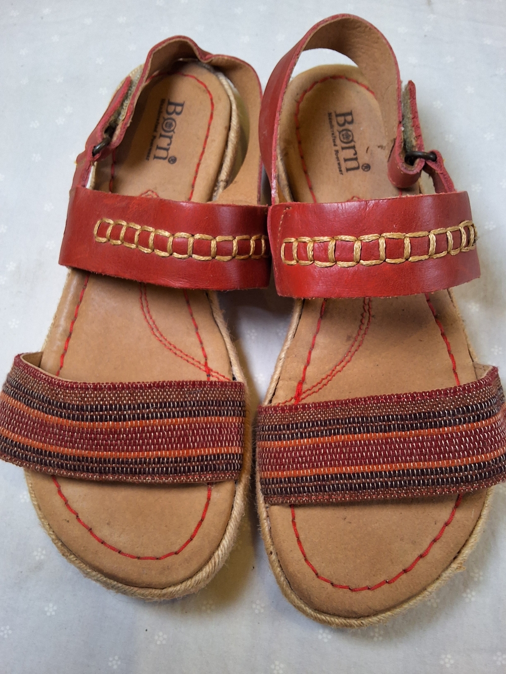Born  Red Leather Strap Sandals